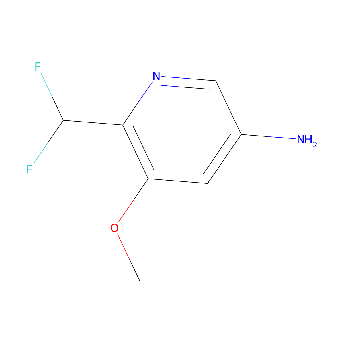 6-(Difluoromethyl)-5-methoxypyridin-3-amine molecular structure, CAS 1805960-82-0