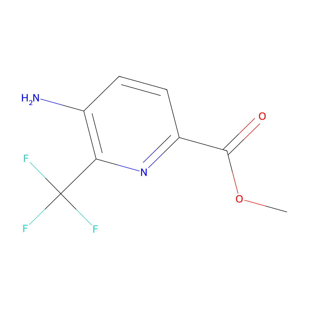Methyl 5-amino-6-(trifluoromethyl)pyridine-2-carboxylate molecular structure, CAS 1805971-31-6