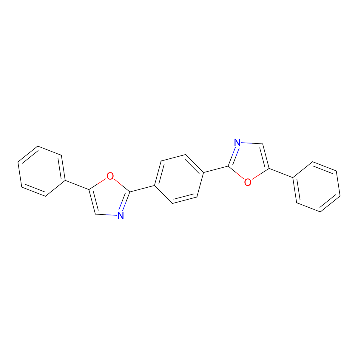 1,4-Bis(5-phenyloxazol-2-yl)benzene , 1,4-Bis(5-phenyloxazol-2-yl)benzene molecular structure, CAS 1806-34-4