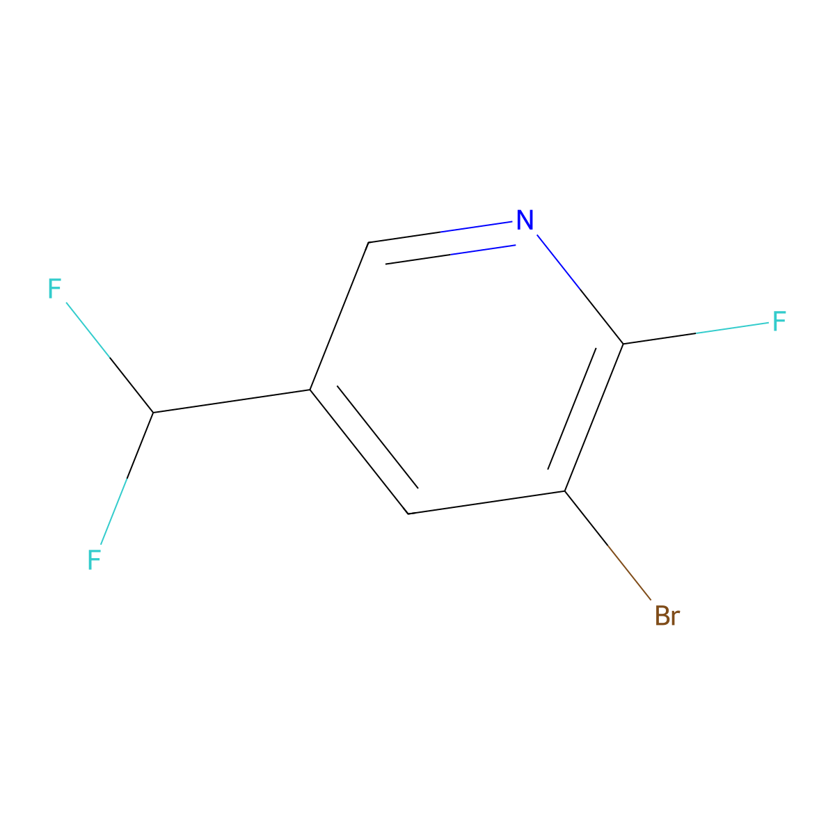 3-Bromo-5-(difluoromethyl)-2-fluoropyridine molecular structure, CAS 1806002-23-2