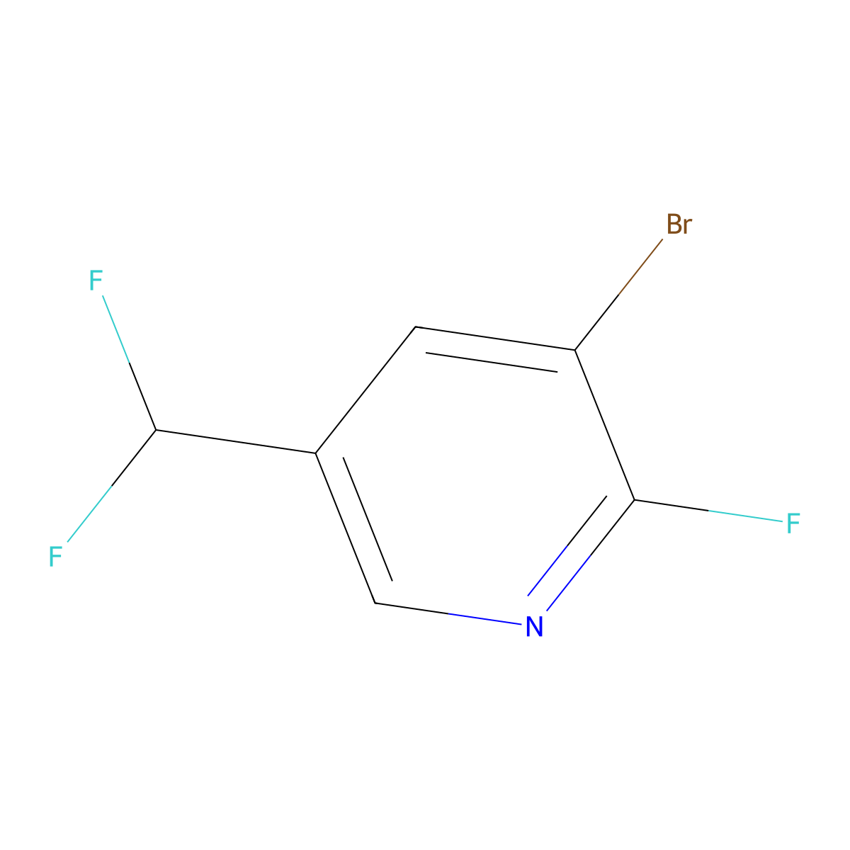 3-Bromo-5-(difluoromethyl)-2-fluoropyridine molecular structure, CAS 1806002-23-2