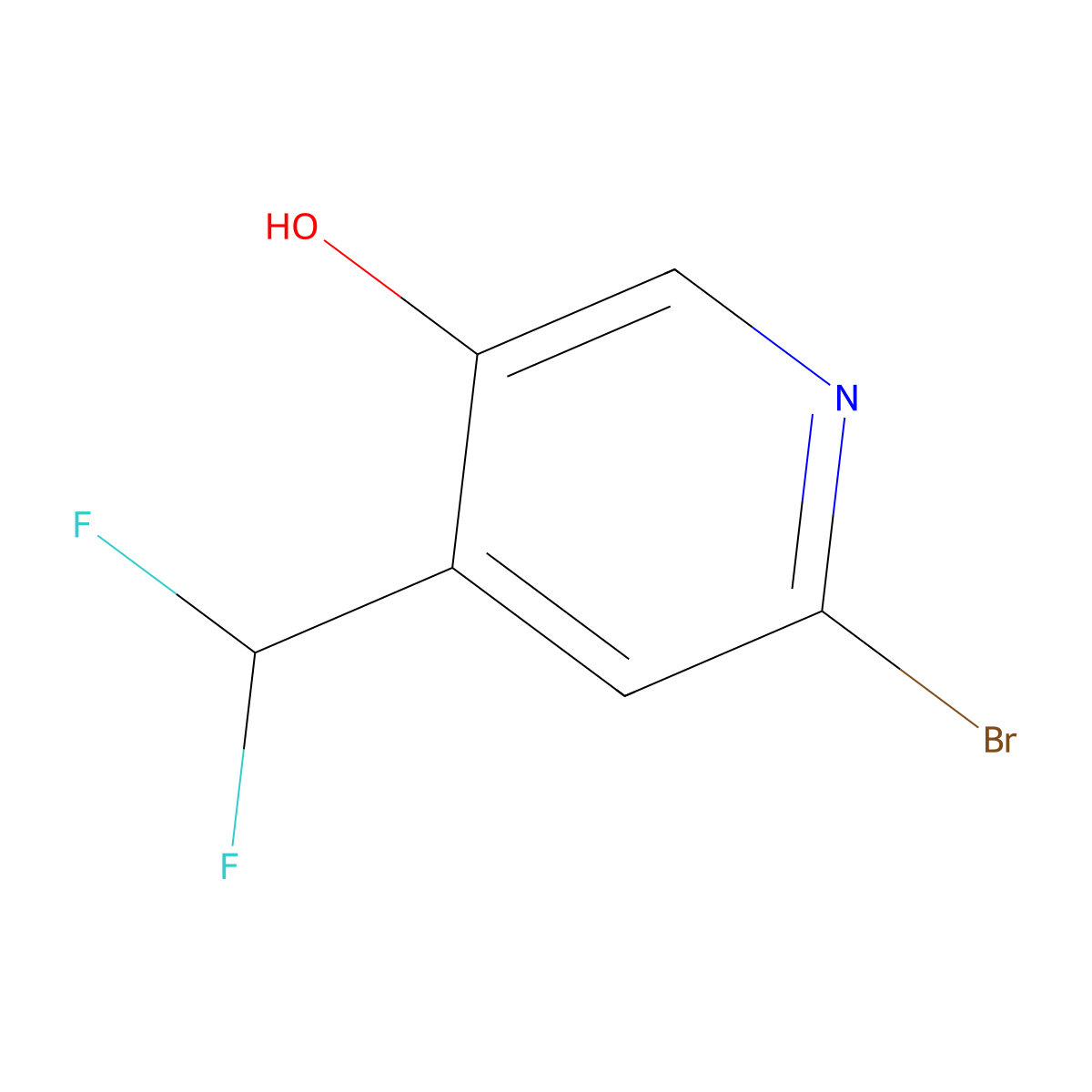 6-Bromo-4-(difluoromethyl)pyridin-3-ol molecular structure, CAS 1806002-37-8
