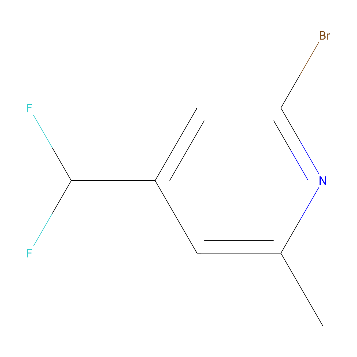 2-Bromo-4-(difluoromethyl)-6-methylpyridine molecular structure, CAS 1806002-43-6
