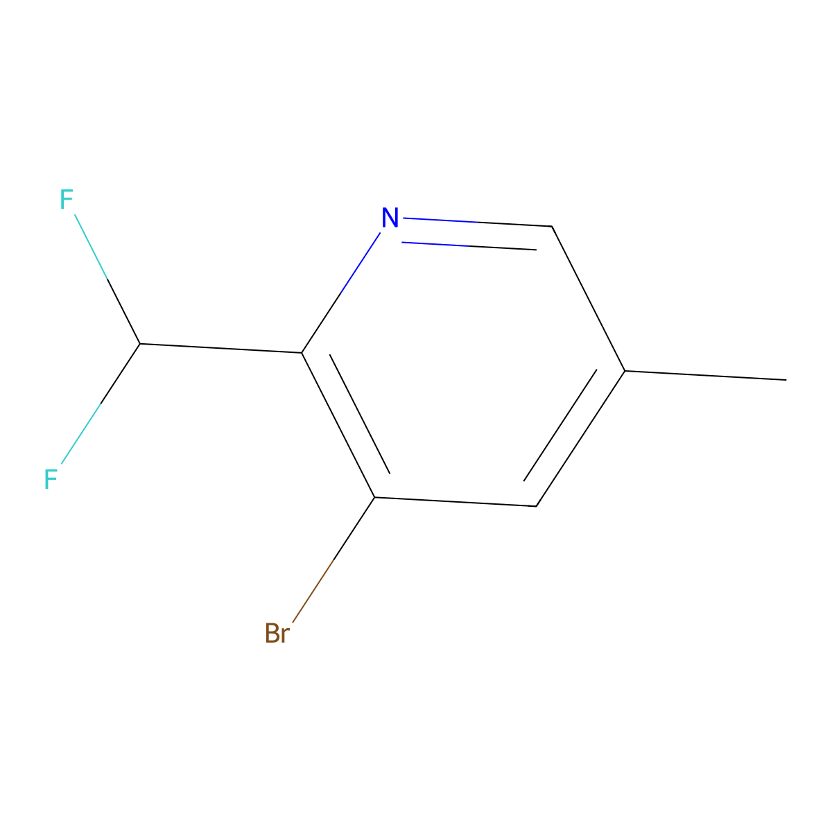 3-Bromo-2-(difluoromethyl)-5-methylpyridine molecular structure, CAS 1806002-52-7