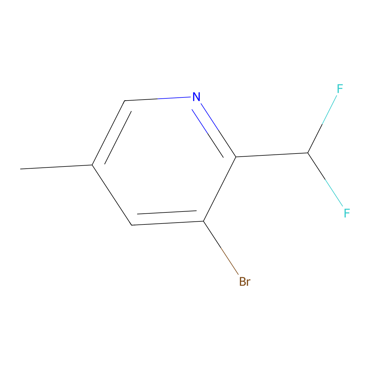 3-Bromo-2-(difluoromethyl)-5-methylpyridine molecular structure, CAS 1806002-52-7