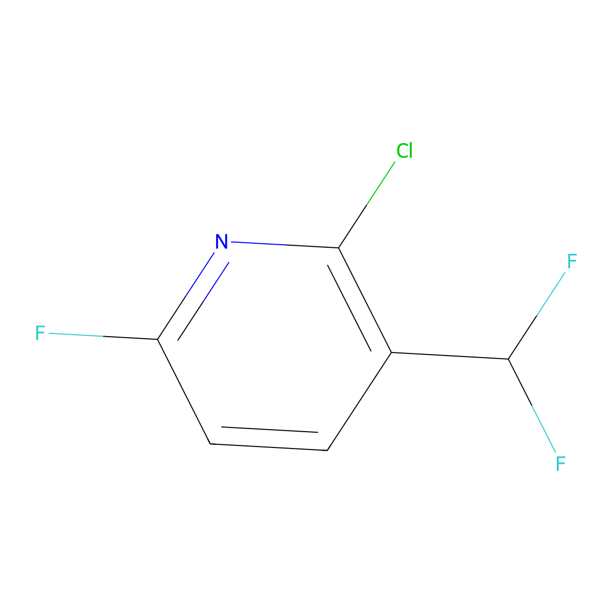 2-Chloro-3-(difluoromethyl)-6-fluoropyridine molecular structure, CAS 1806016-78-3