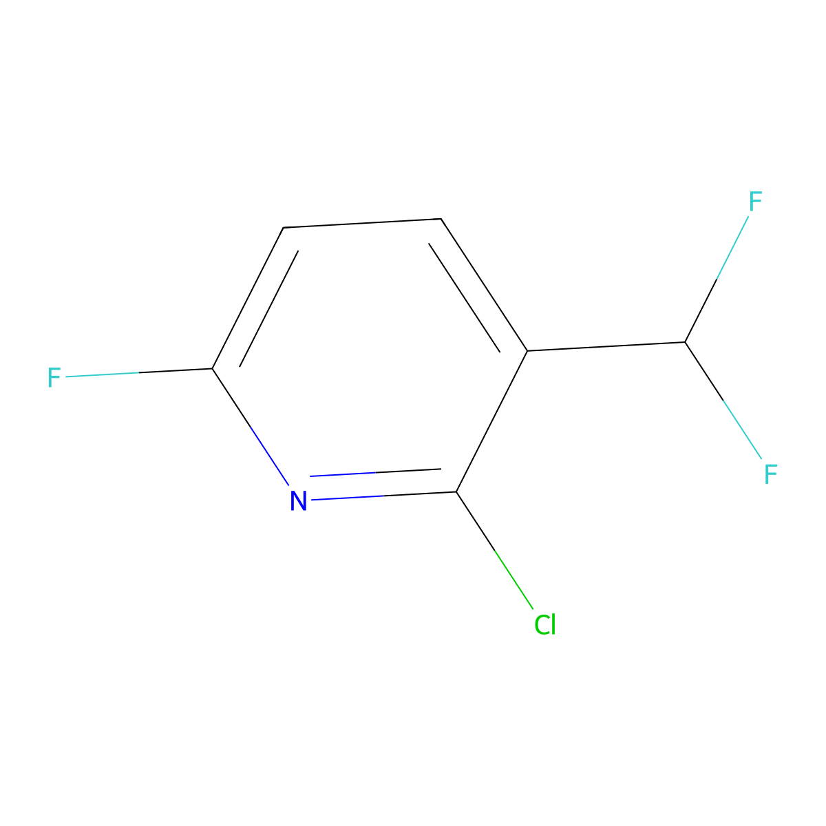 2-Chloro-3-(difluoromethyl)-6-fluoropyridine molecular structure, CAS 1806016-78-3