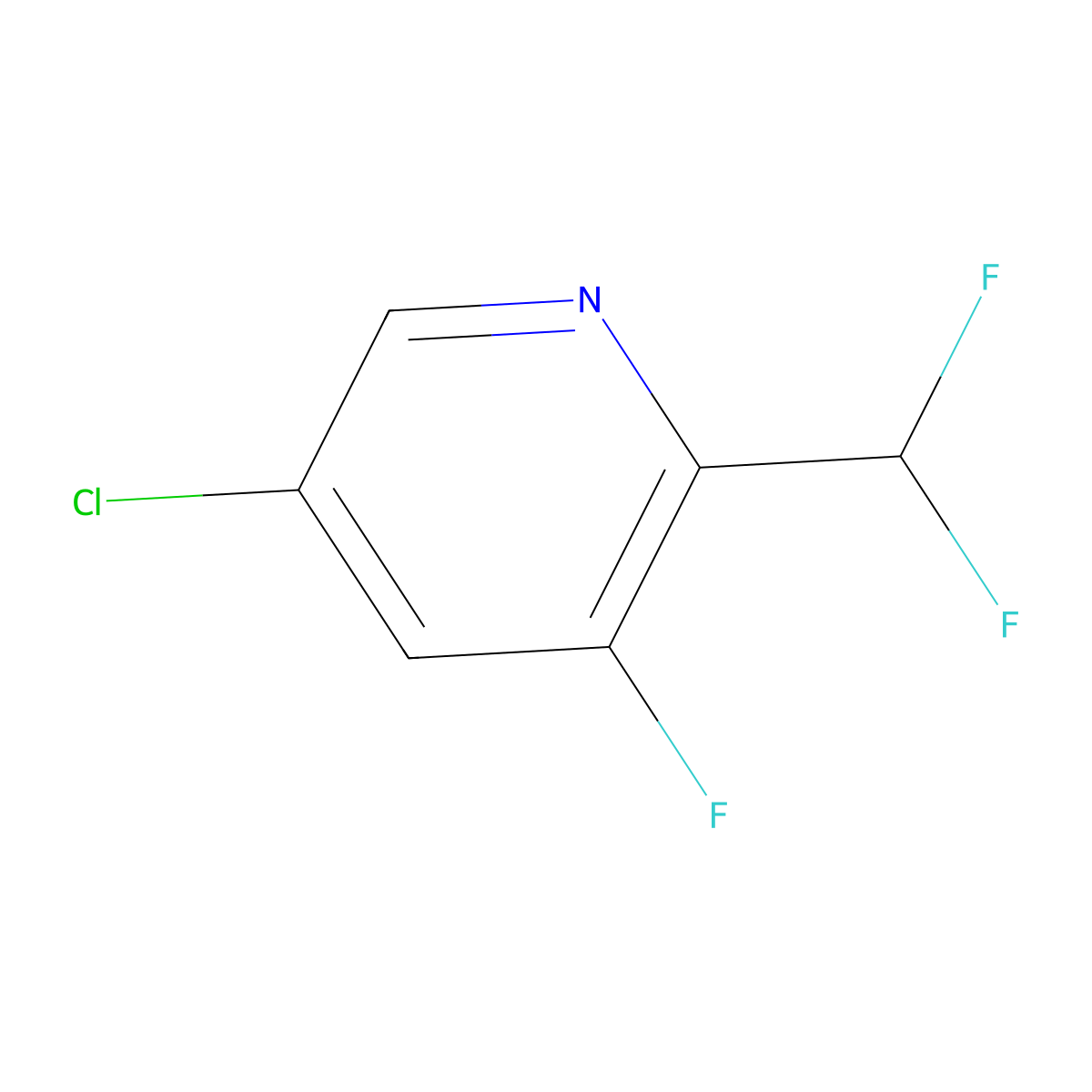 5-Chloro-2-(difluoromethyl)-3-fluoropyridine molecular structure, CAS 1806017-52-6