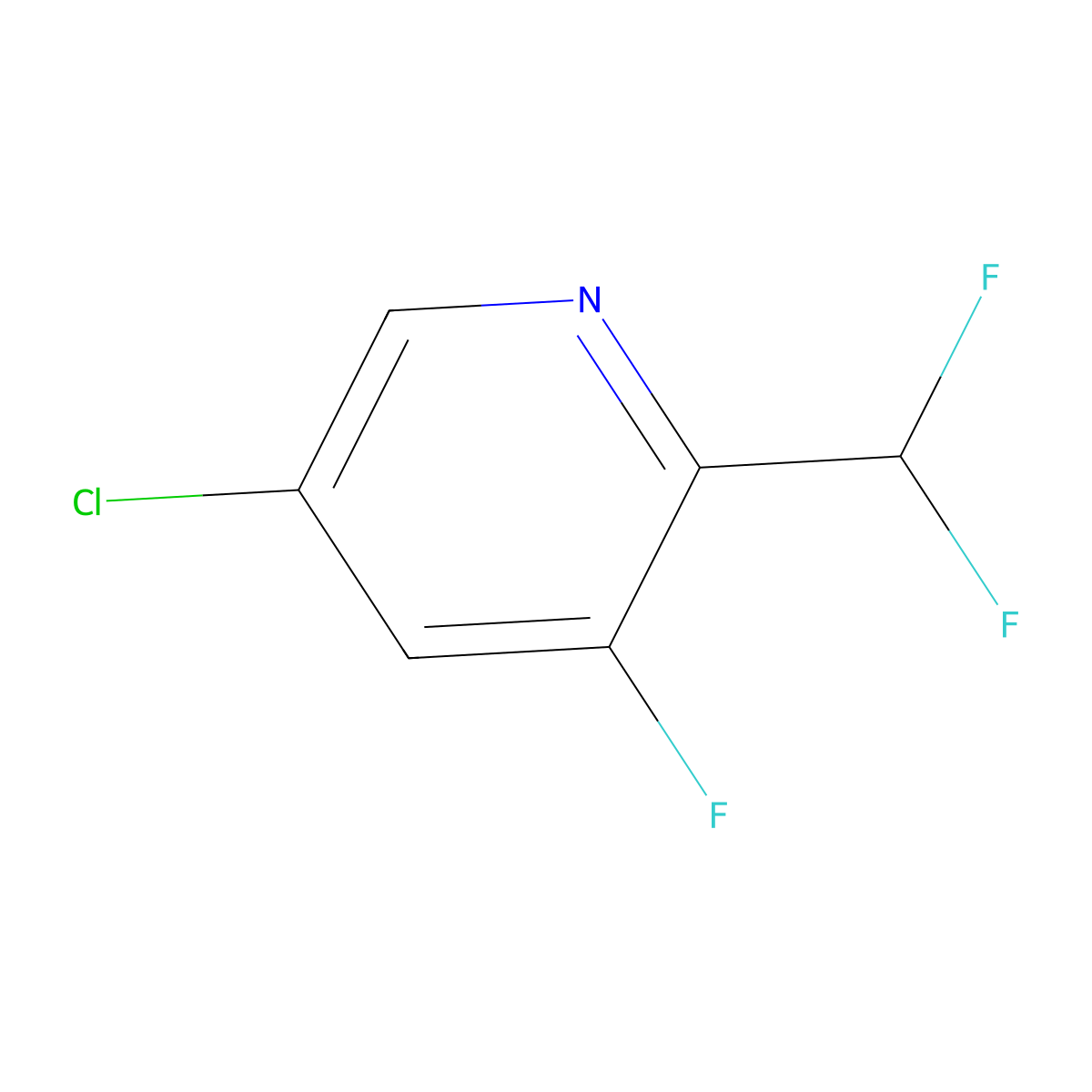 5-Chloro-2-(difluoromethyl)-3-fluoropyridine molecular structure, CAS 1806017-52-6