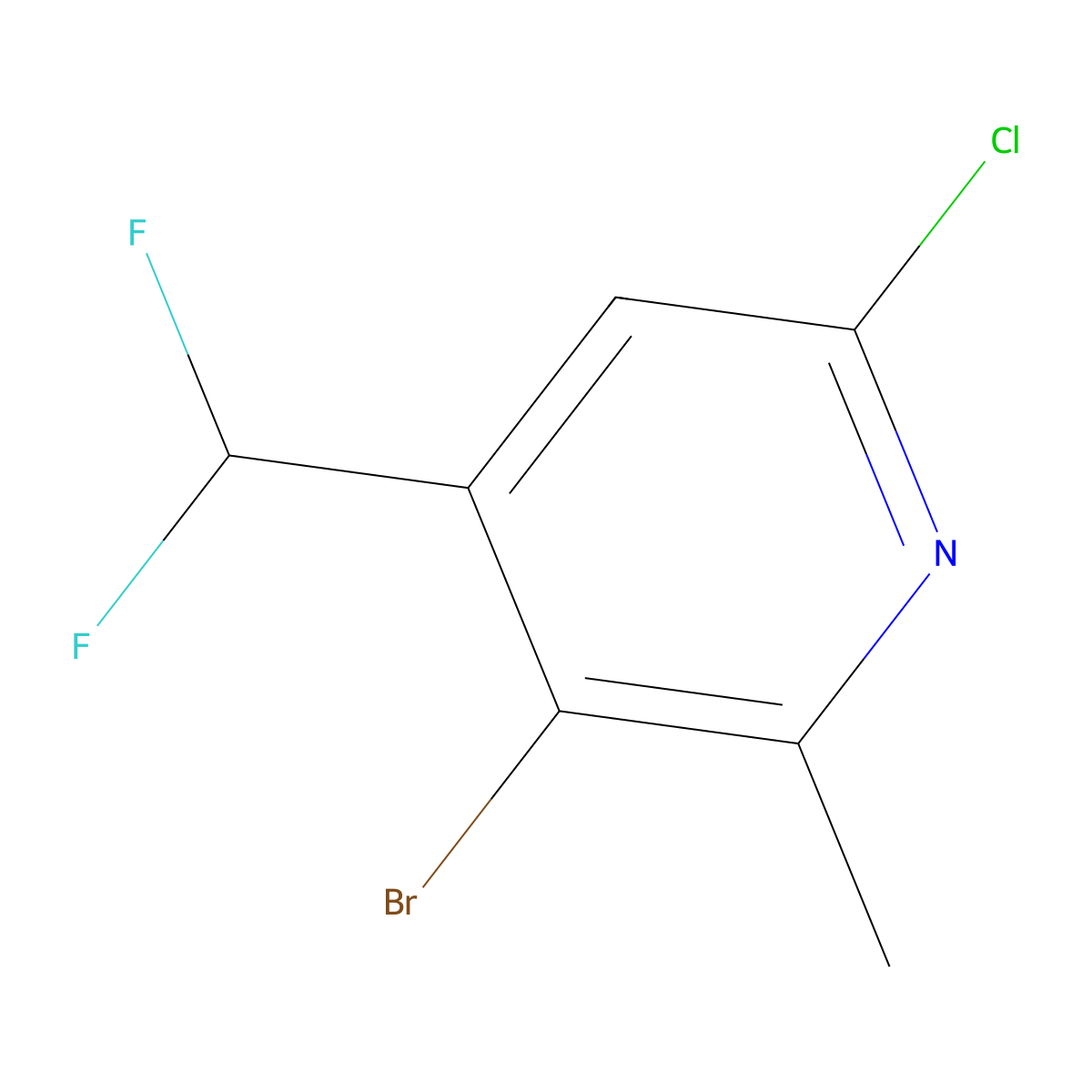 3-Bromo-6-chloro-4-(difluoromethyl)-2-methylpyridine molecular structure, CAS 1806031-28-6