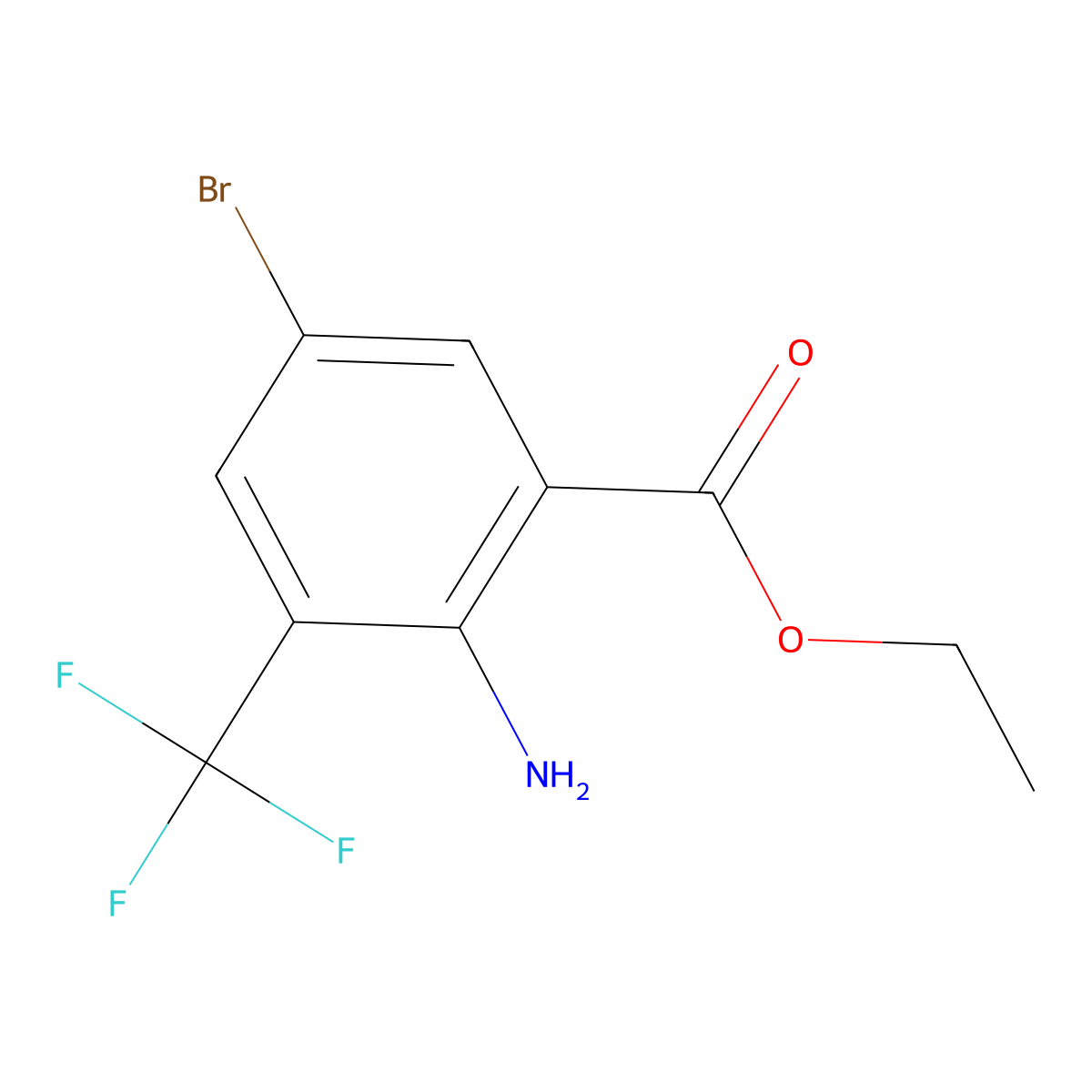 Ethyl 2-amino-5-bromo-3-(trifluoromethyl)benzoate molecular structure, CAS 1806045-45-3