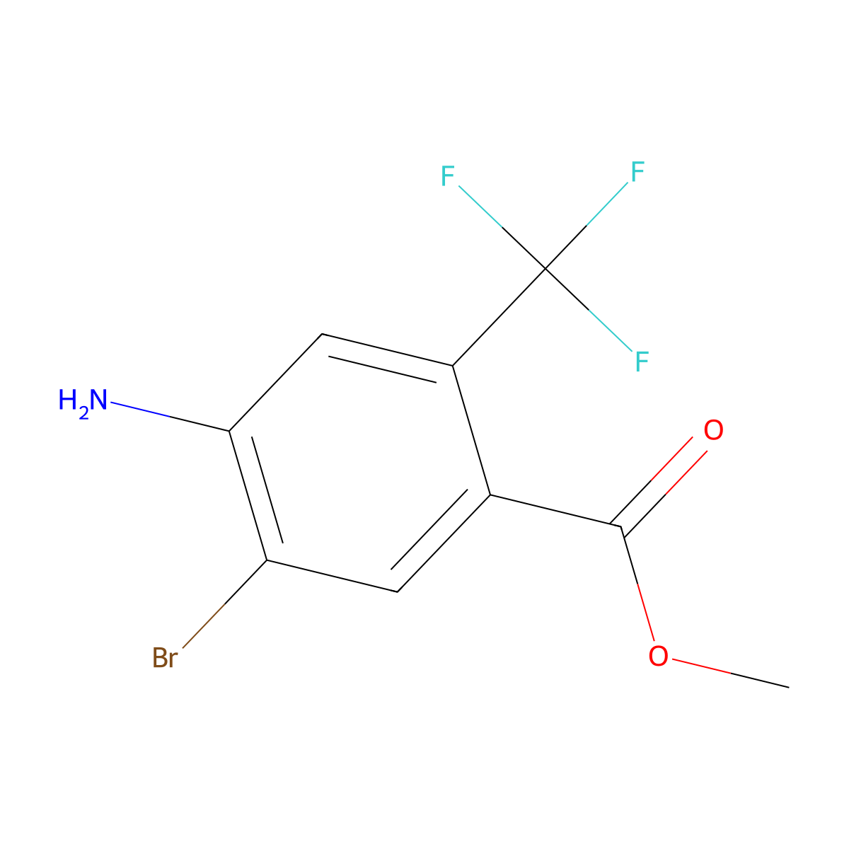 Methyl 4-amino-5-bromo-2-(trifluoromethyl)benzoate molecular structure, CAS 1806045-63-5