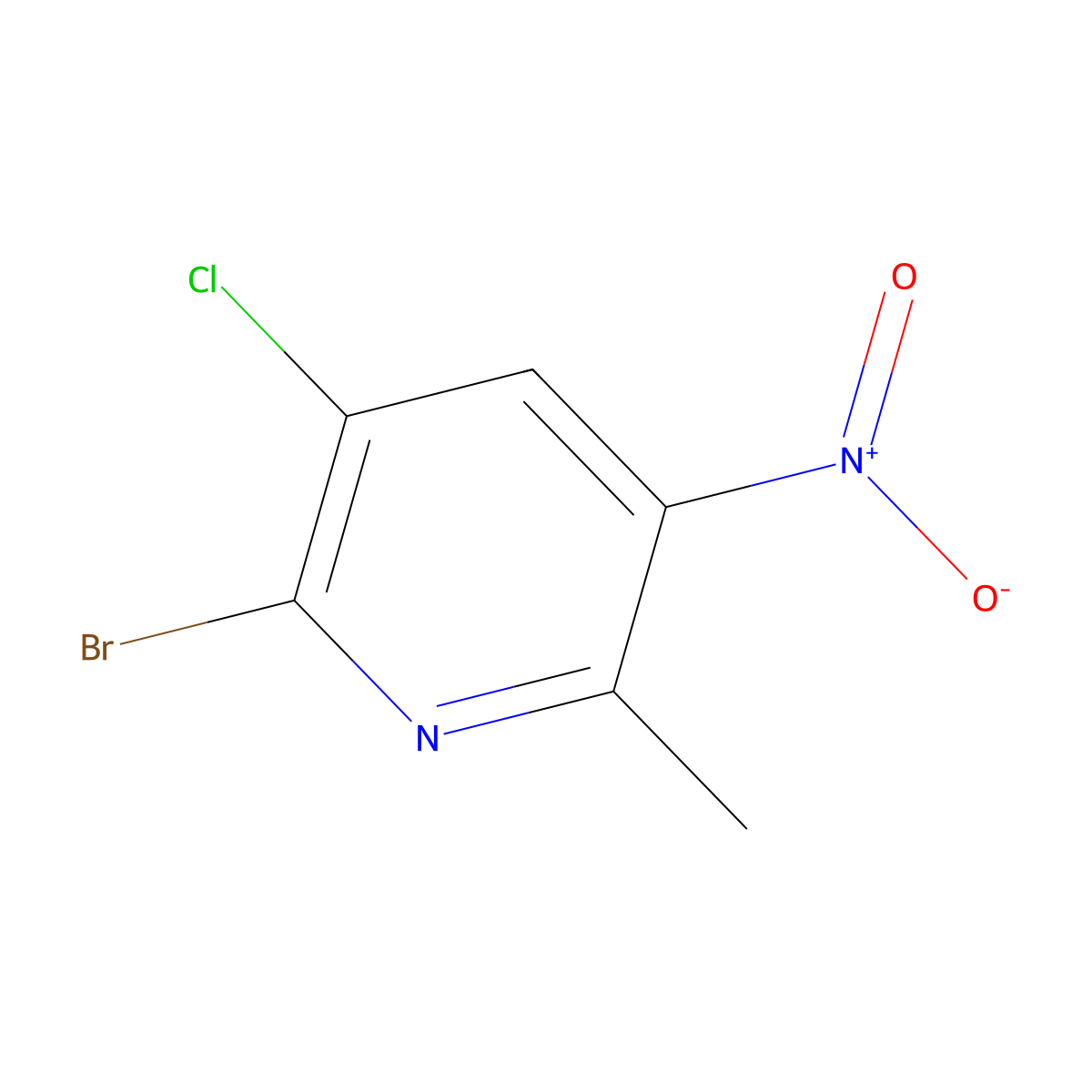 2-Bromo-3-chloro-6-methyl-5-nitropyridine molecular structure, CAS 1806051-06-8