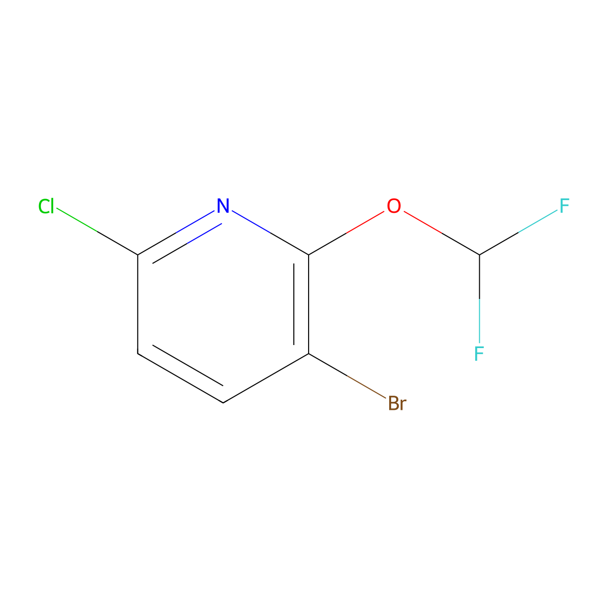 3-Bromo-6-chloro-2-(difluoromethoxy)pyridine molecular structure, CAS 1806058-06-9