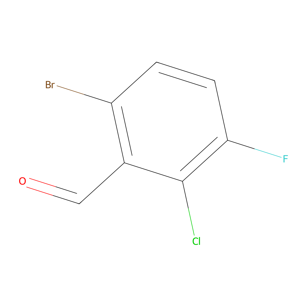 6-Bromo-2-chloro-3-fluorobenzaldehyde molecular structure, CAS 1806058-24-1