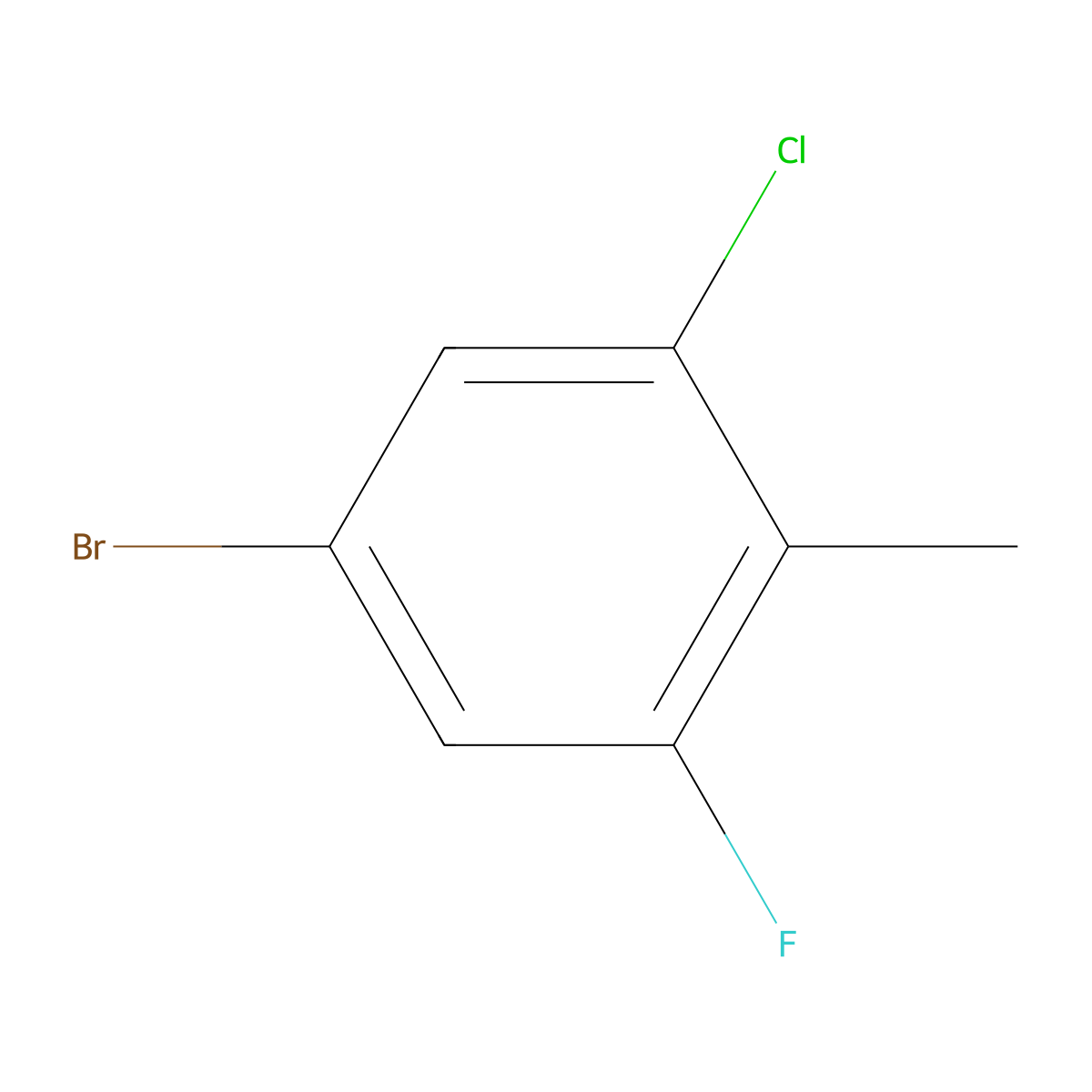 5-Bromo-1-chloro-3-fluoro-2-methylbenzene molecular structure, CAS 1806058-46-7