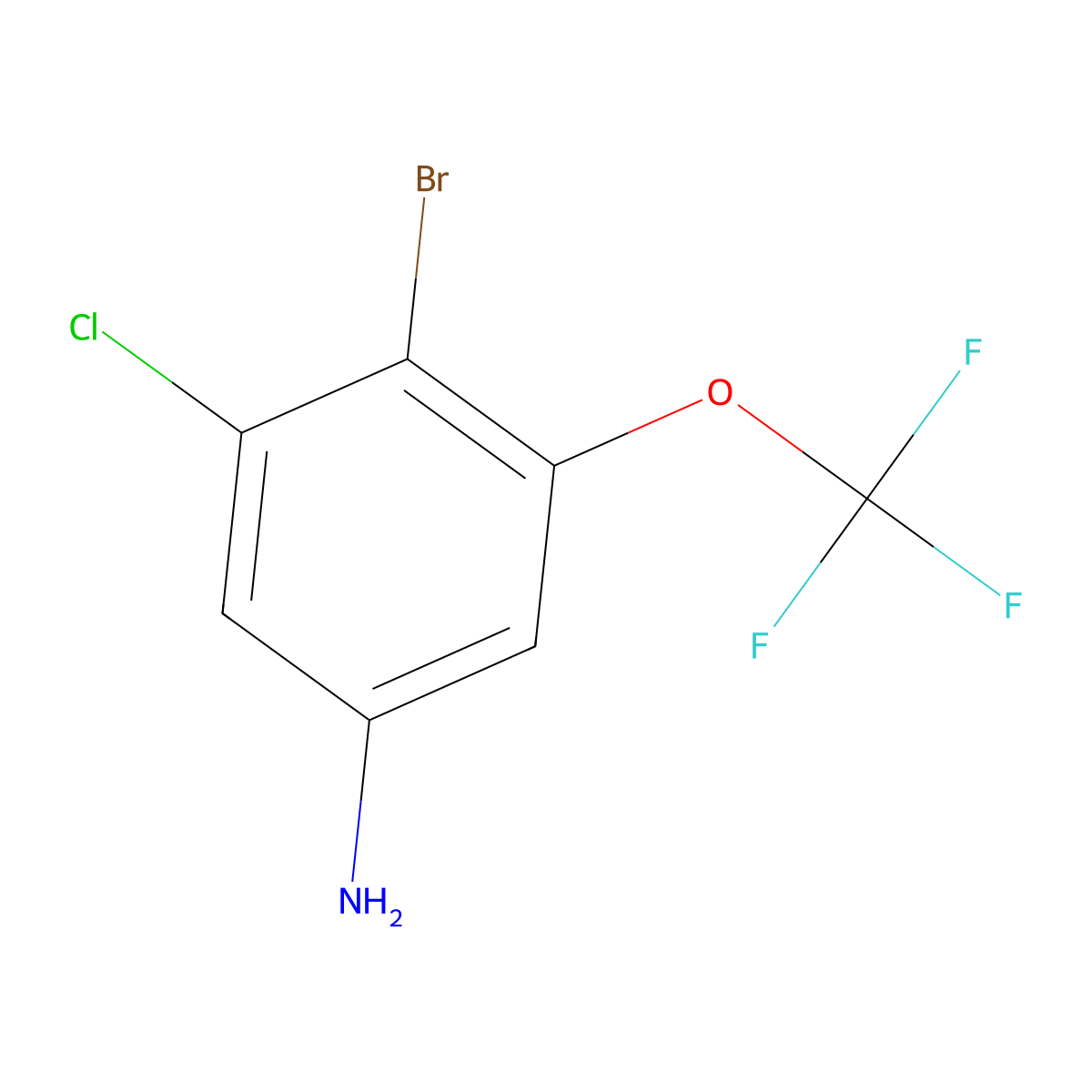 4-Bromo-3-chloro-5-(trifluoromethoxy)aniline molecular structure, CAS 1806059-78-8