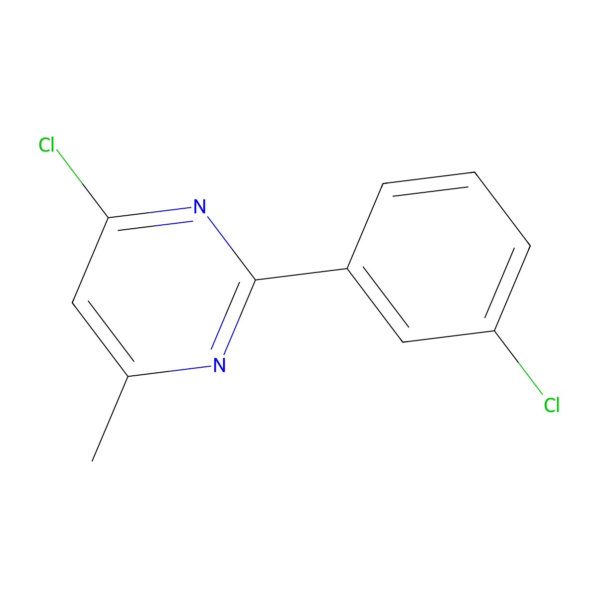 4-Chloro-2-(3-chlorophenyl)-6-methylpyrimidine molecular structure, CAS 180606-74-0