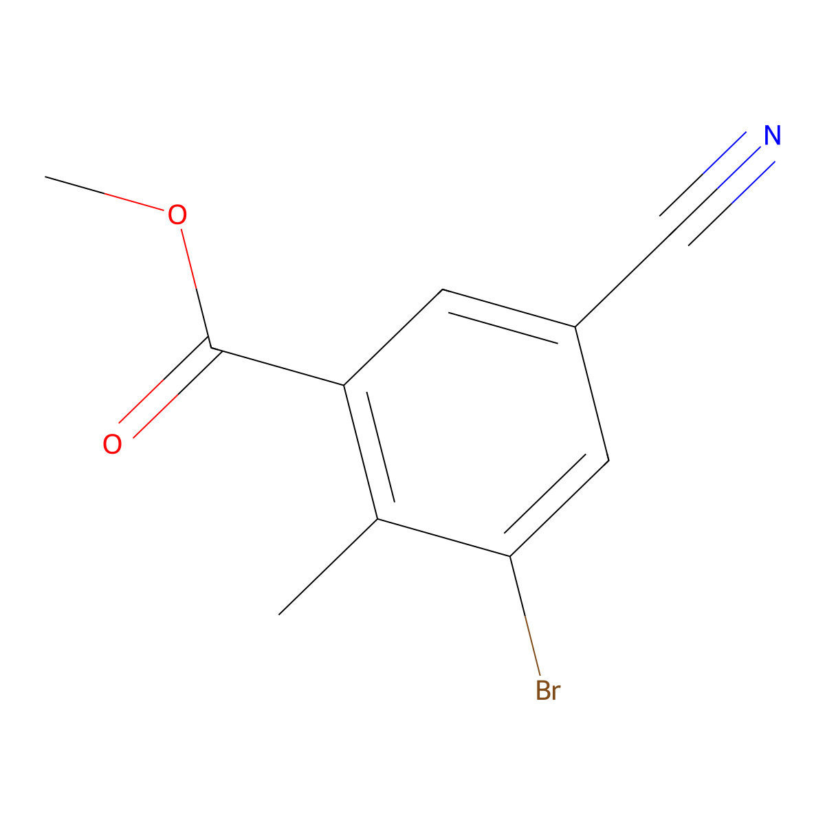 Methyl 3-bromo-5-cyano-2-methylbenzoate molecular structure, CAS 1806061-00-6