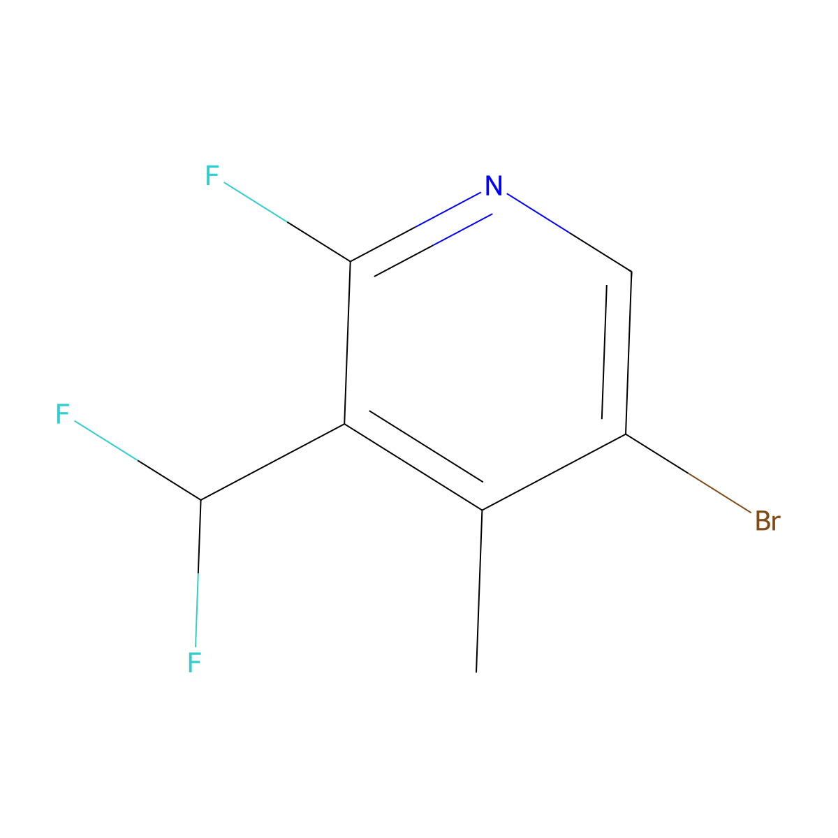 5-Bromo-3-(difluoromethyl)-2-fluoro-4-methylpyridine molecular structure, CAS 1806063-92-2