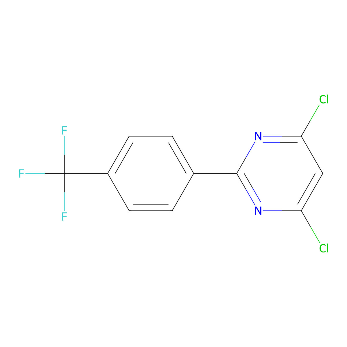 Pyrimidine, 4,6-dichloro-2-[4-(trifluoromethyl)phenyl]- molecular structure, CAS 180607-14-1