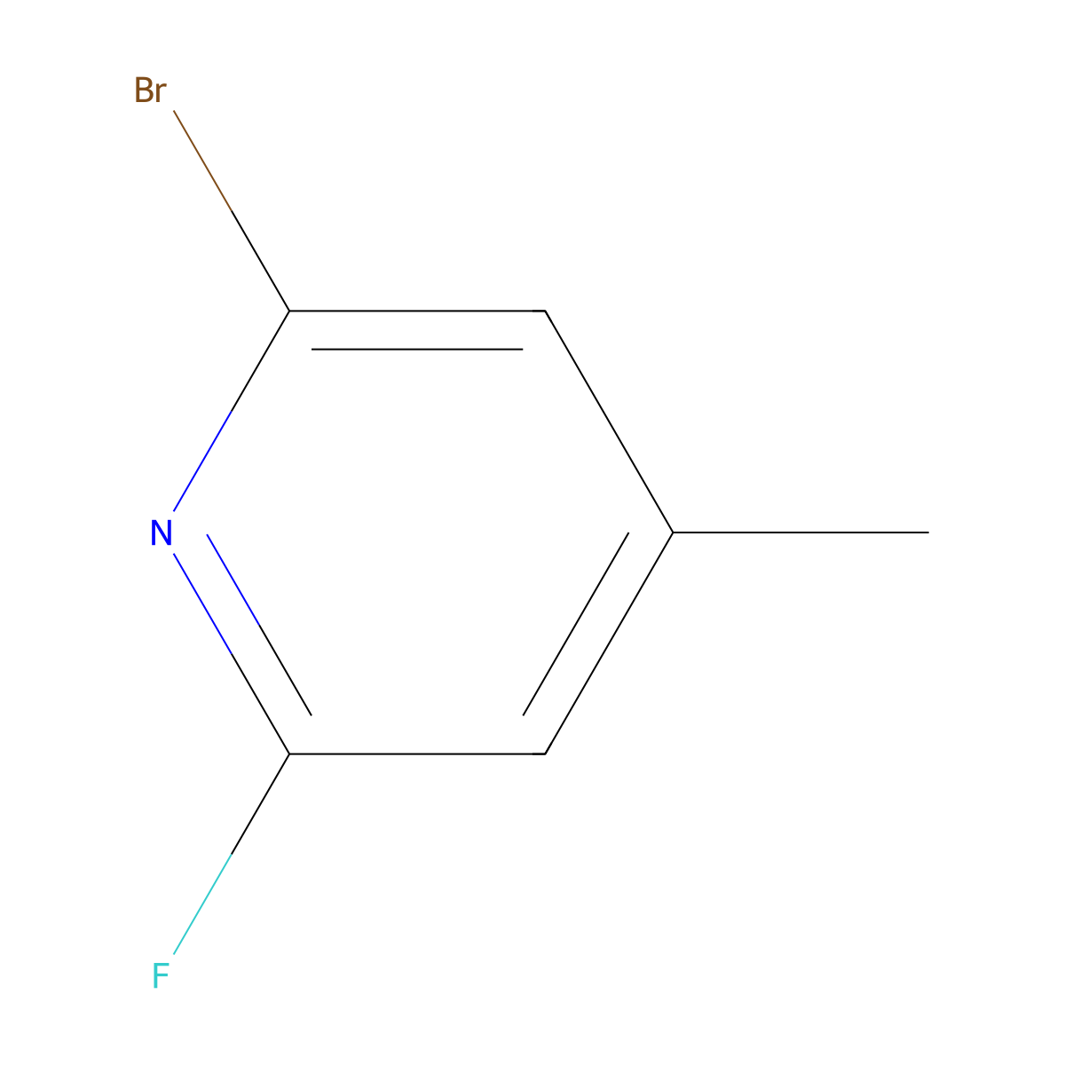 2-Bromo-6-fluoro-4-methylpyridine molecular structure, CAS 180608-37-1