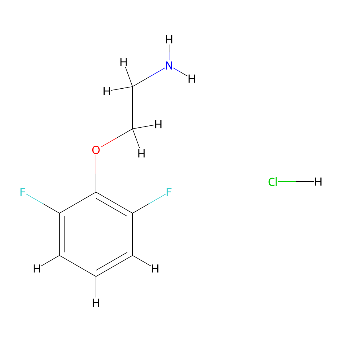 2-(2,6-Difluorophenoxy)ethan-1-amine hydrochloride molecular structure, CAS 18062-99-2