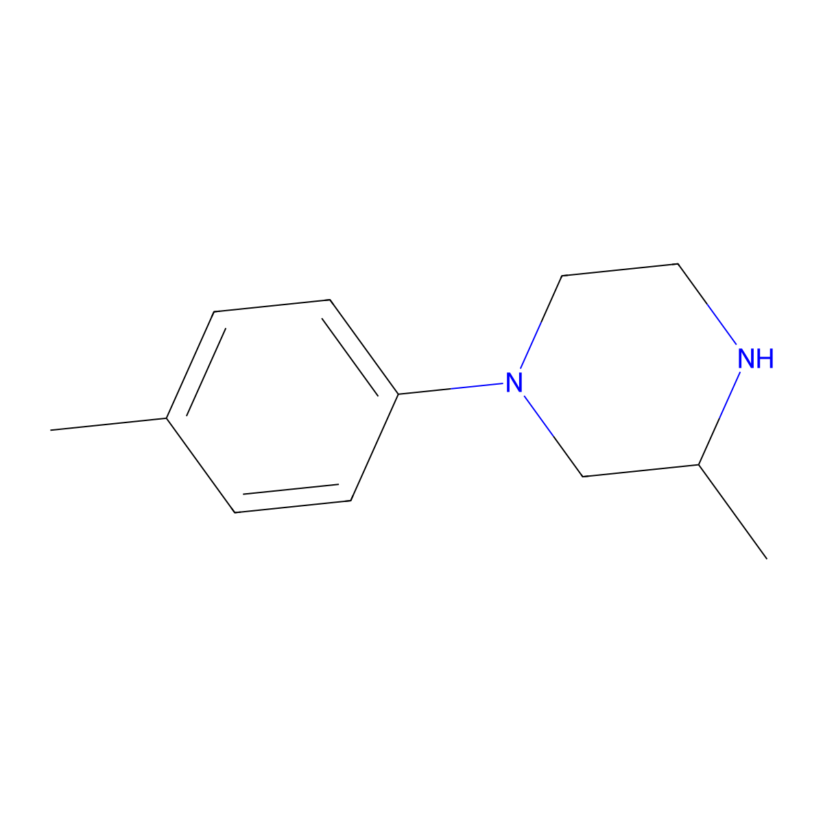 3-Methyl-1-(4-methylphenyl)piperazine molecular structure, CAS 180622-24-6