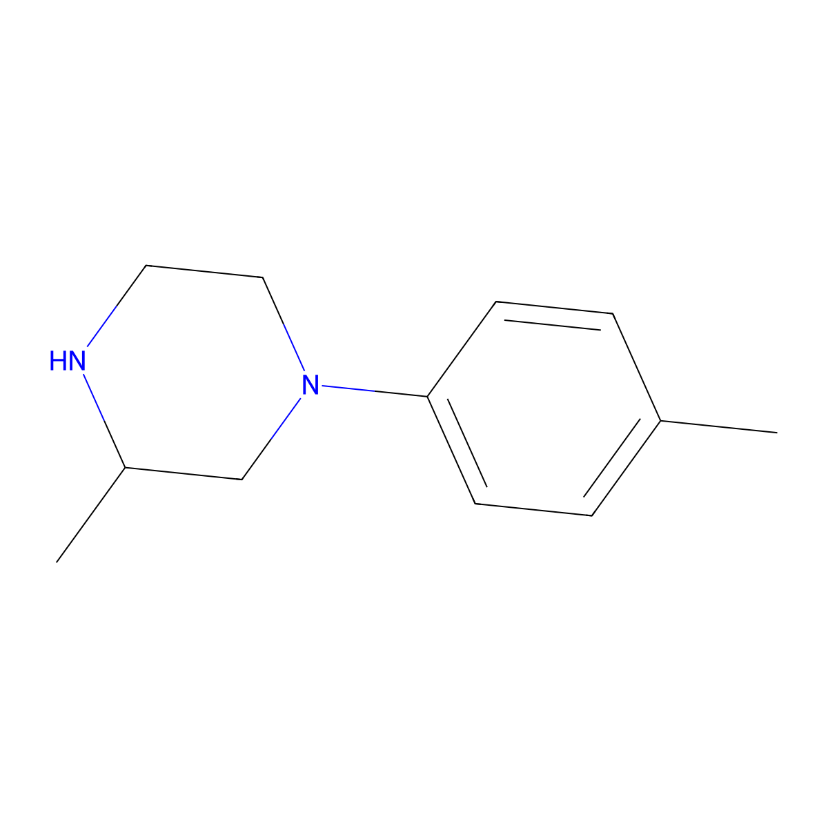3-Methyl-1-(4-methylphenyl)piperazine molecular structure, CAS 180622-24-6