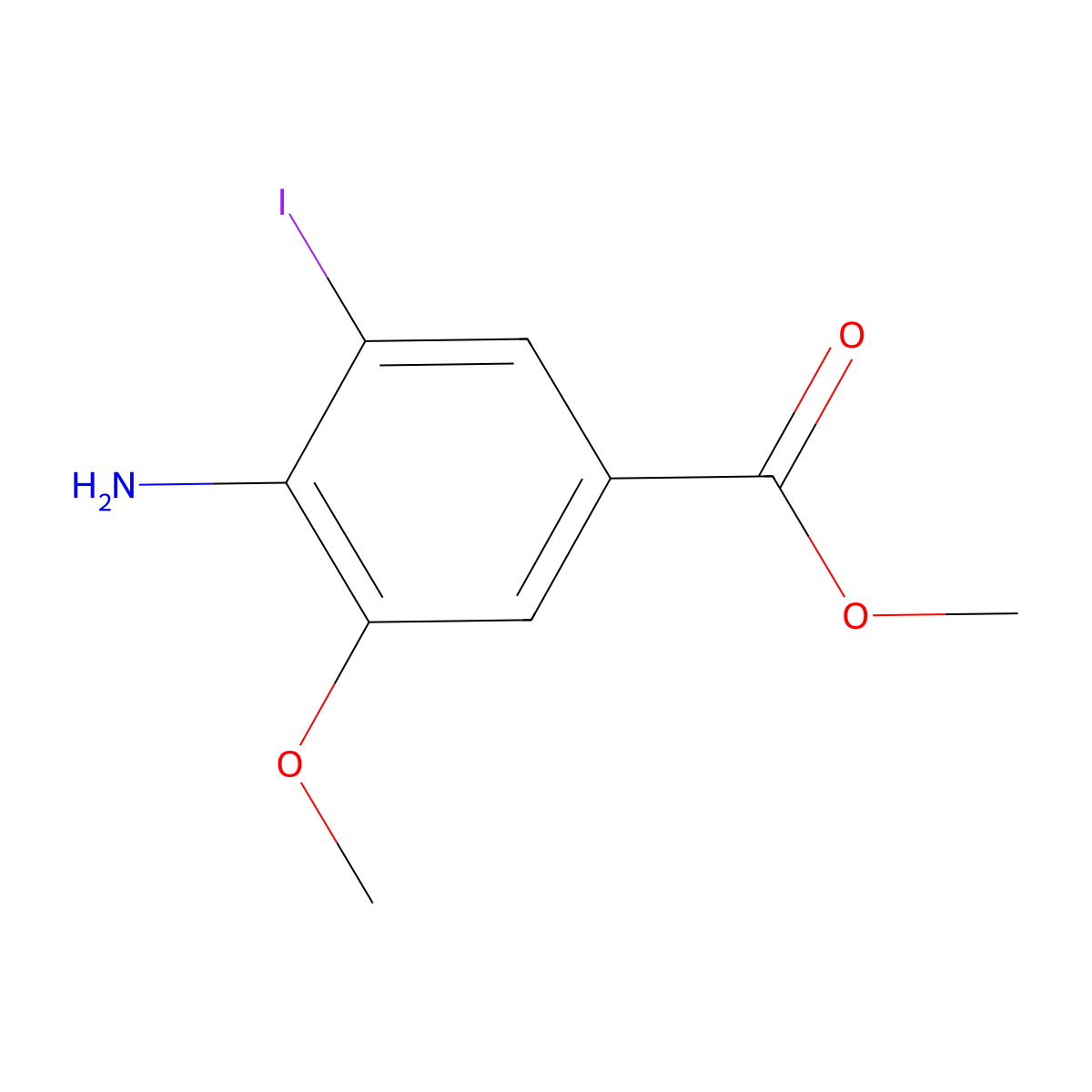 Methyl 4-amino-3-iodo-5-methoxybenzoate molecular structure, CAS 180624-10-6