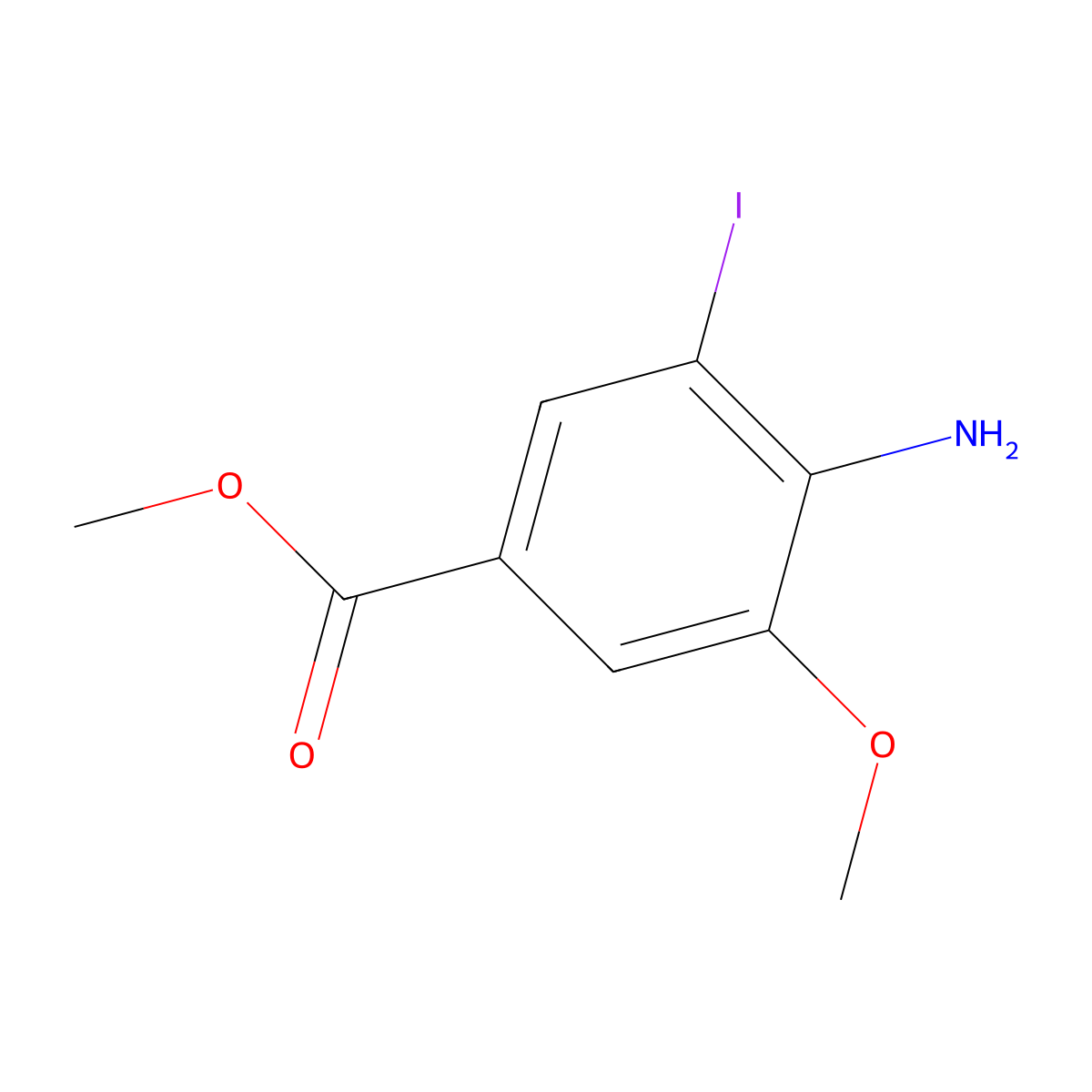Methyl 4-amino-3-iodo-5-methoxybenzoate molecular structure, CAS 180624-10-6