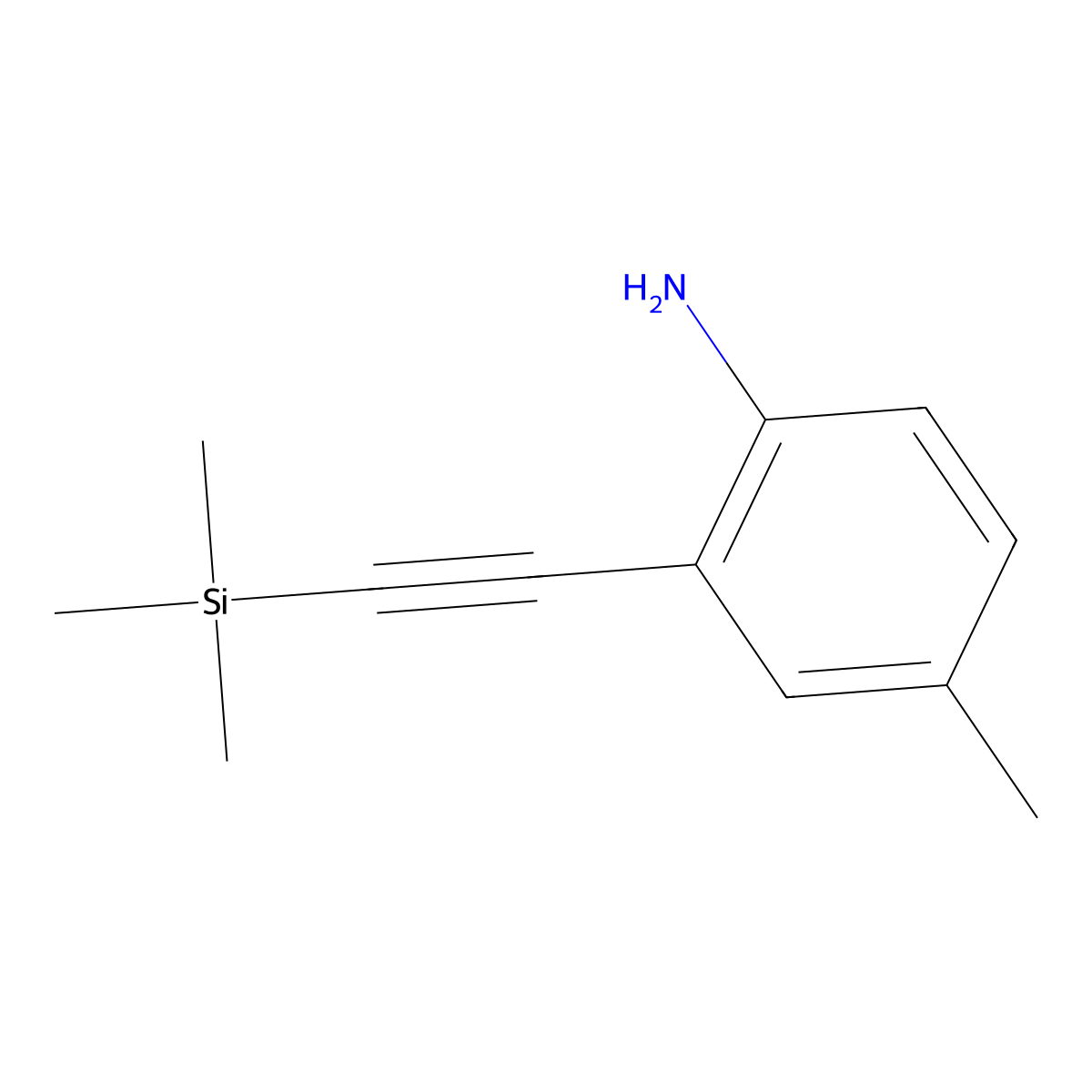 4-Methyl-2-((trimethylsilyl)ethynyl)aniline molecular structure, CAS 180624-14-0