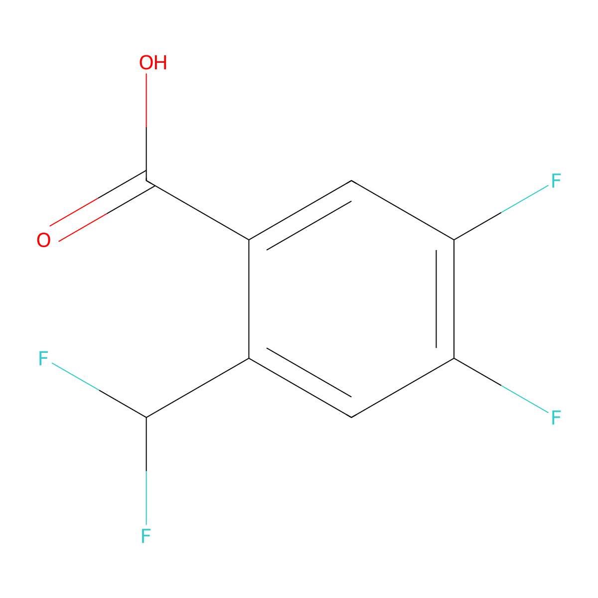 2-(Difluoromethyl)-4,5-difluorobenzoic acid molecular structure, CAS 1806272-03-6