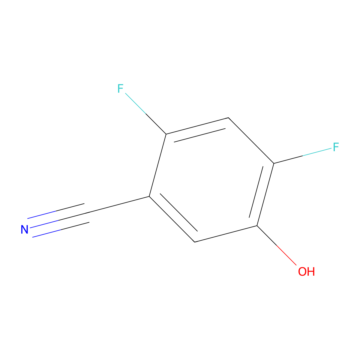 2,4-Difluoro-5-hydroxybenzonitrile molecular structure, CAS 1806273-04-0