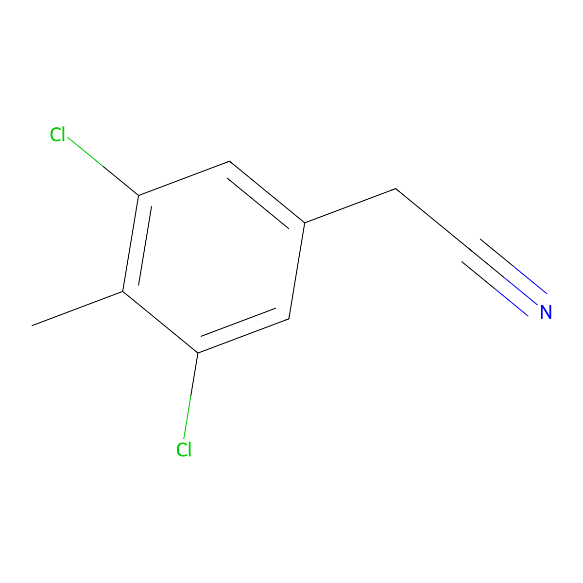 3,5-Dichloro-4-methylphenylacetonitrile molecular structure, CAS 1806275-24-0