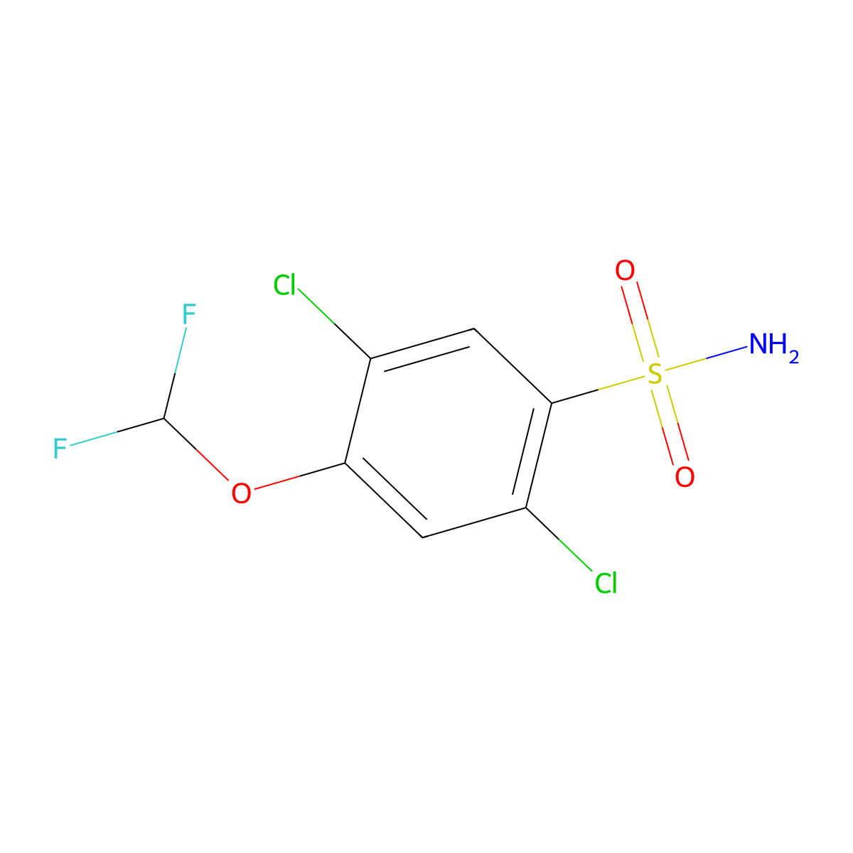2,5-Dichloro-4-(difluoromethoxy)benzene-1-sulfonamide molecular structure, CAS 1806275-29-5