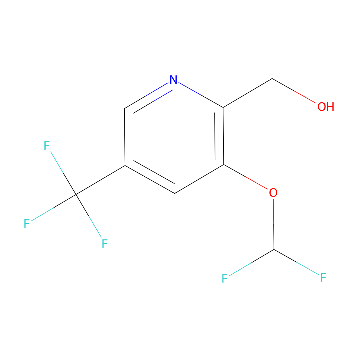 (3-(Difluoromethoxy)-5-(trifluoromethyl)pyridin-2-yl)methanol molecular structure, CAS 1806276-23-2