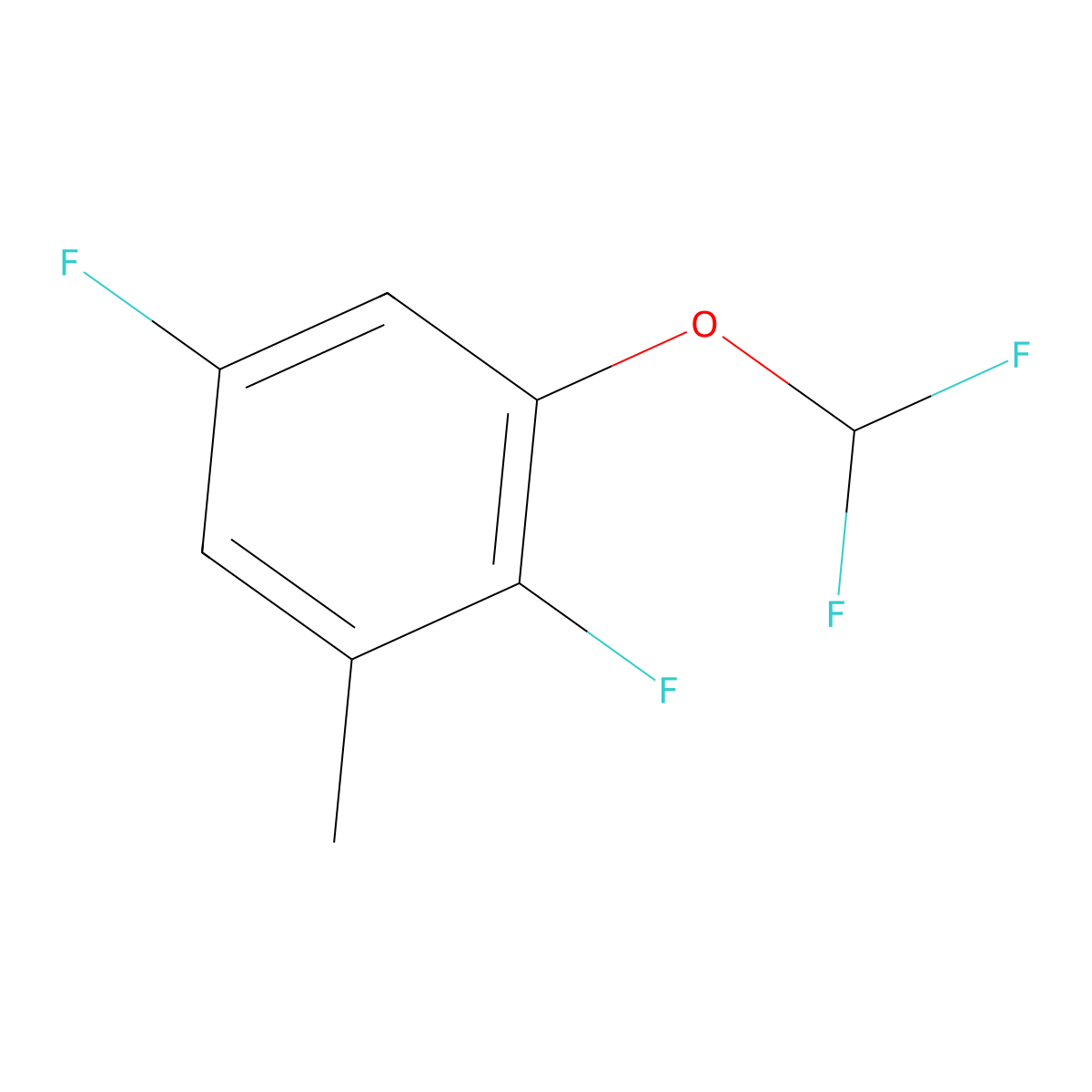 Benzene, 1-(difluoromethoxy)-2,5-difluoro-3-methyl- molecular structure, CAS 1806276-85-6