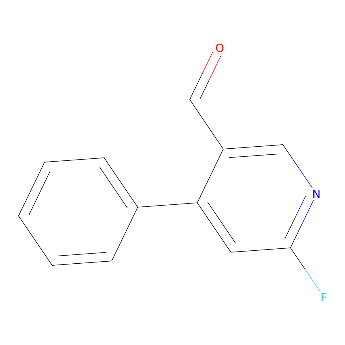 6-Fluoro-4-phenylpyridine-3-carbaldehyde molecular structure, CAS 1806294-18-7