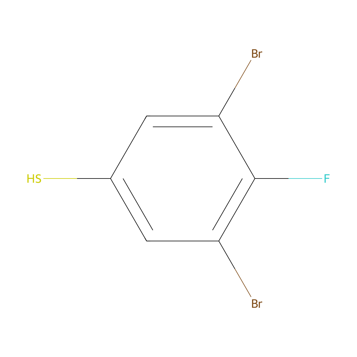 3,5-Dibromo-4-fluorobenzenethiol molecular structure, CAS 1806295-61-3