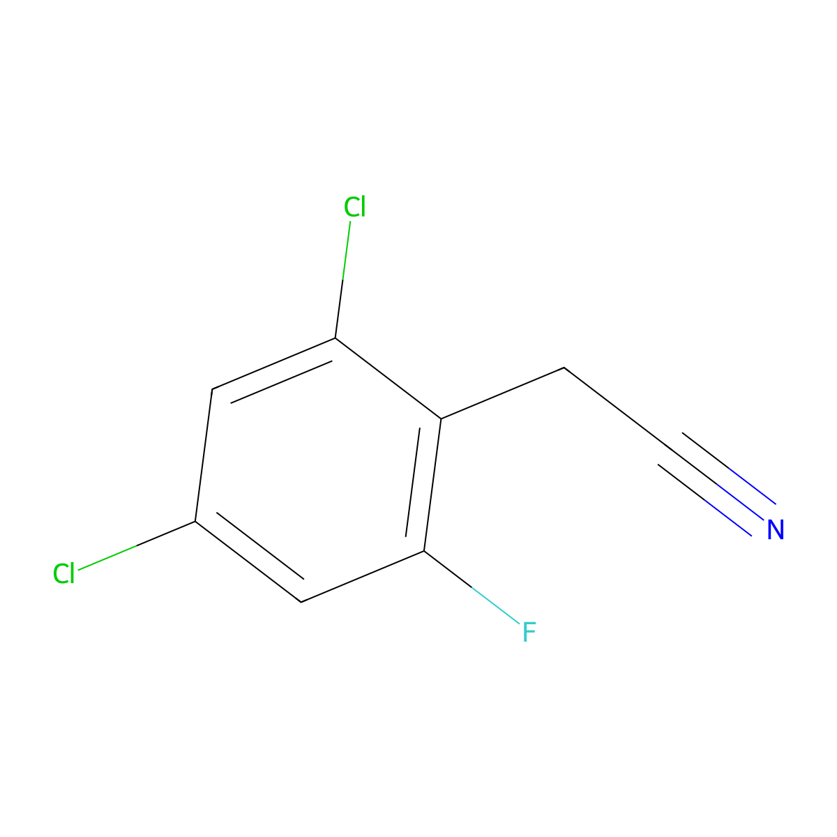 2,4-Dichloro-6-fluorophenylacetonitrile molecular structure, CAS 1806302-24-8
