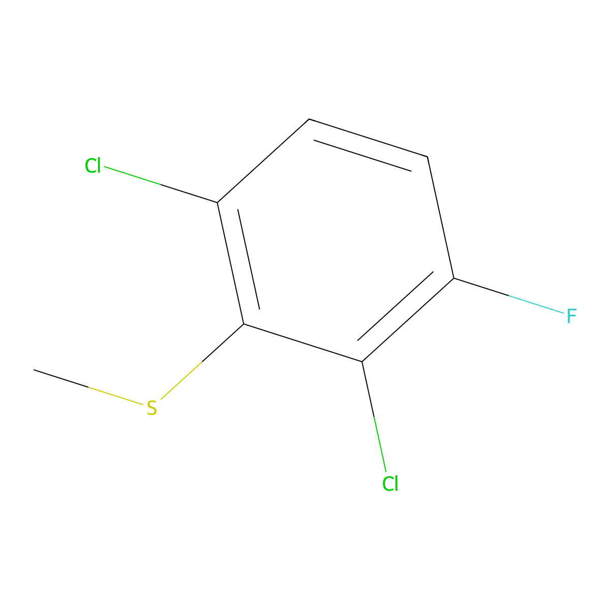 Benzene, 1,3-dichloro-4-fluoro-2-(methylthio)- molecular structure, CAS 1806302-40-8