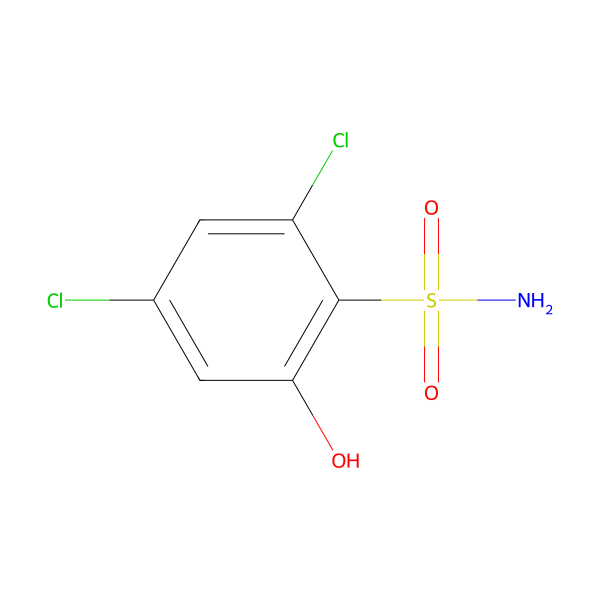2,4-Dichloro-6-hydroxybenzene-1-sulfonamide molecular structure, CAS 1806302-78-2