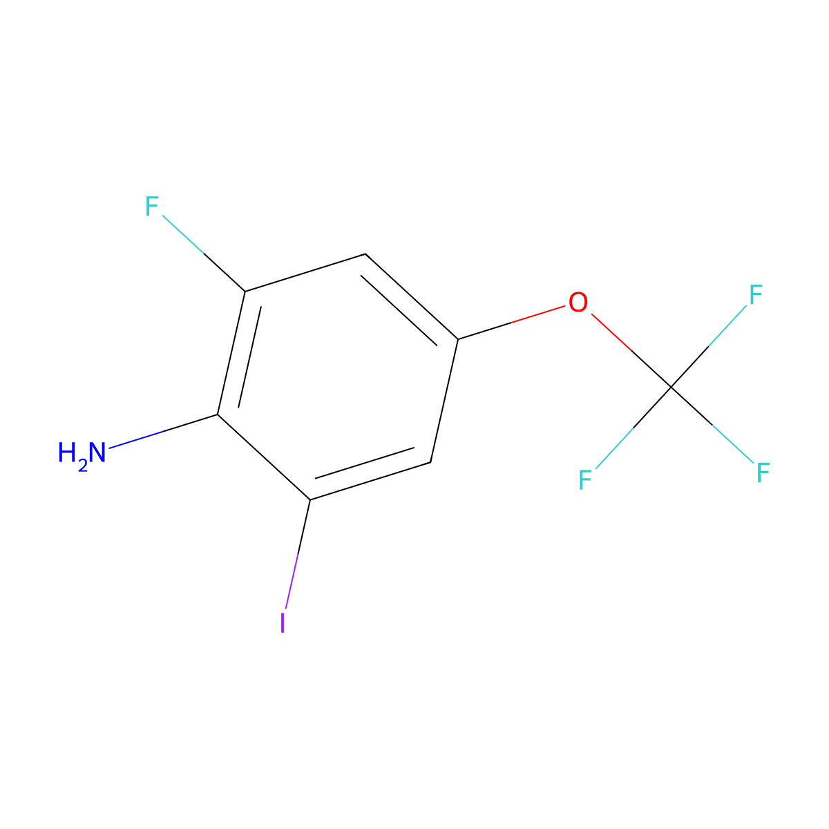 2-Fluoro-6-iodo-4-(trifluoromethoxy)aniline molecular structure, CAS 1806310-93-9