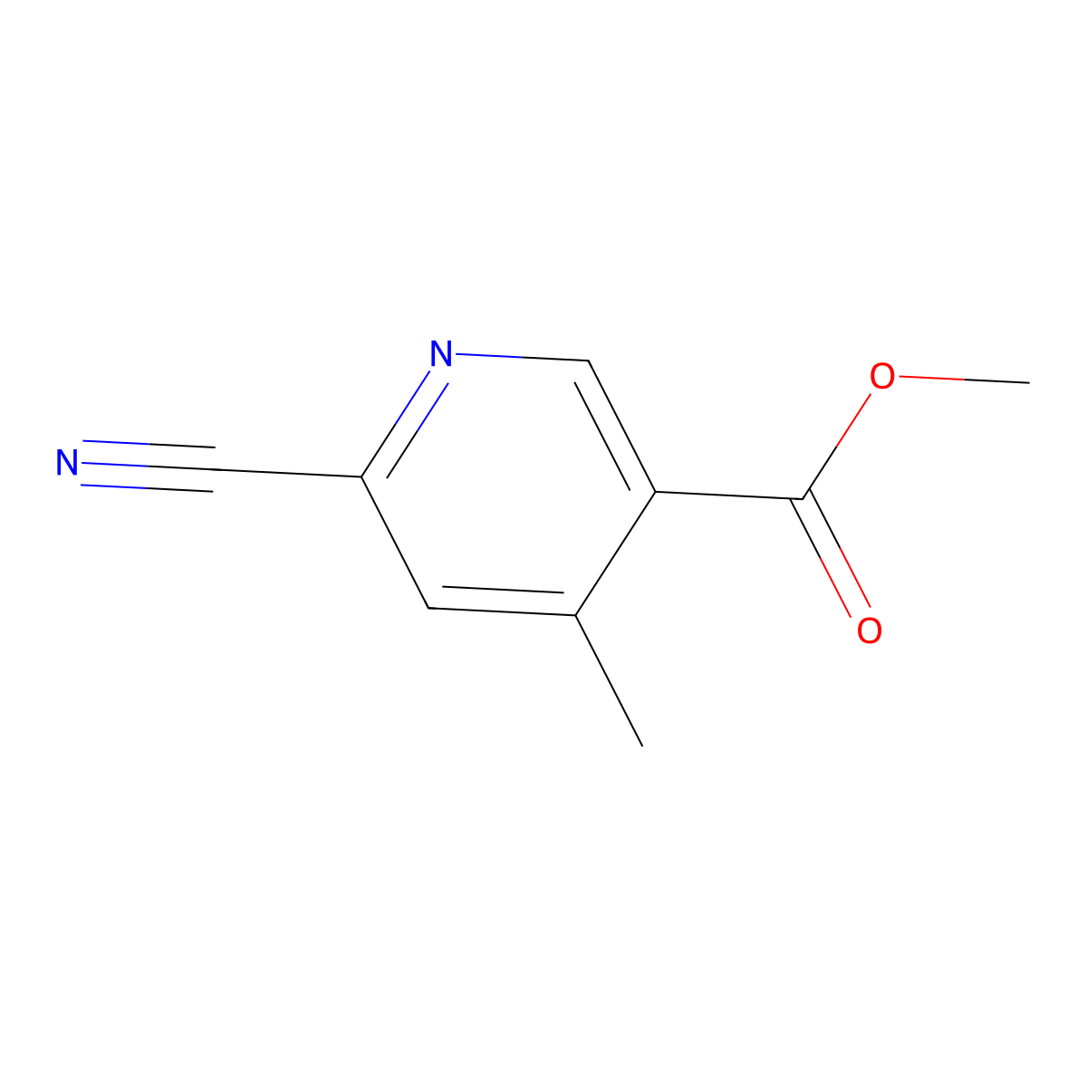 Methyl 6-cyano-4-methyl-pyridine-3-carboxylate molecular structure, CAS 1806328-86-8