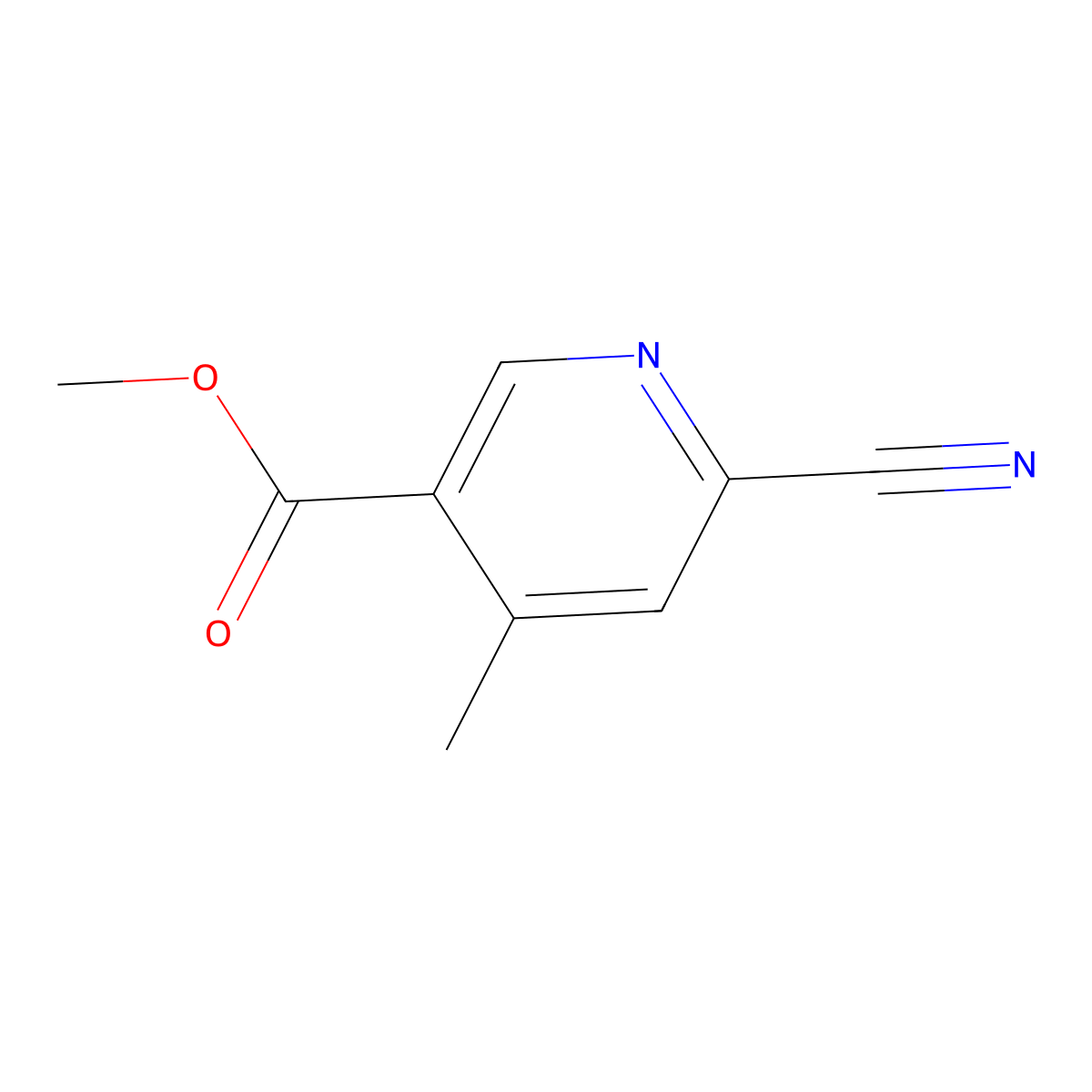 Methyl 6-cyano-4-methyl-pyridine-3-carboxylate molecular structure, CAS 1806328-86-8
