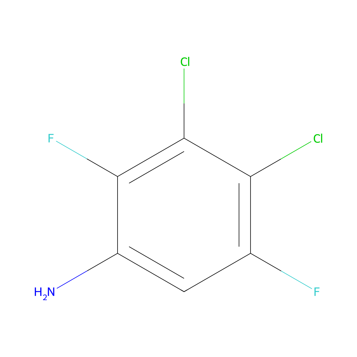 3,4-Dichloro-2,5-difluoroaniline molecular structure, CAS 1806329-22-5
