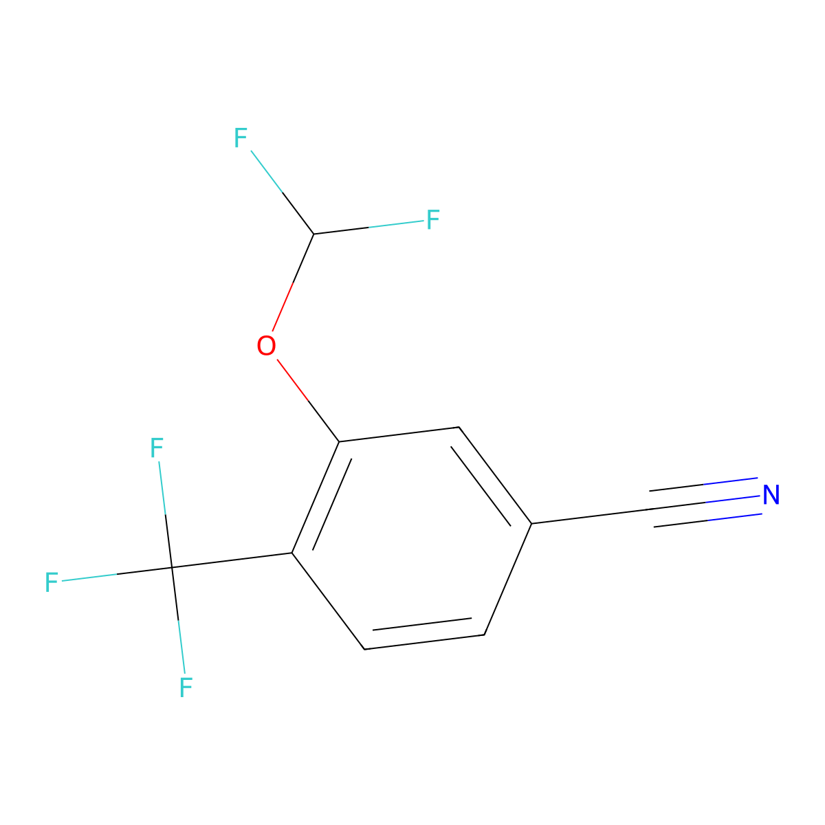 3-Difluoromethoxy-4-(trifluoromethyl)benzonitrile molecular structure, CAS 1806331-34-9
