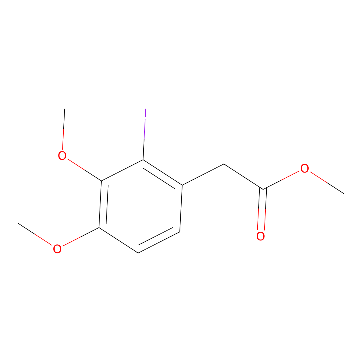 Methyl 2-(2-iodo-3,4-dimethoxyphenyl)acetate molecular structure, CAS 1806331-60-1