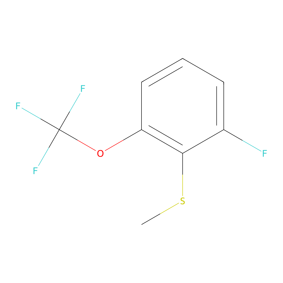 (2-Fluoro-6-(trifluoromethoxy)phenyl)(methyl)sulfane molecular structure, CAS 1806335-32-9